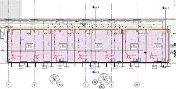 Vue en plan des installations